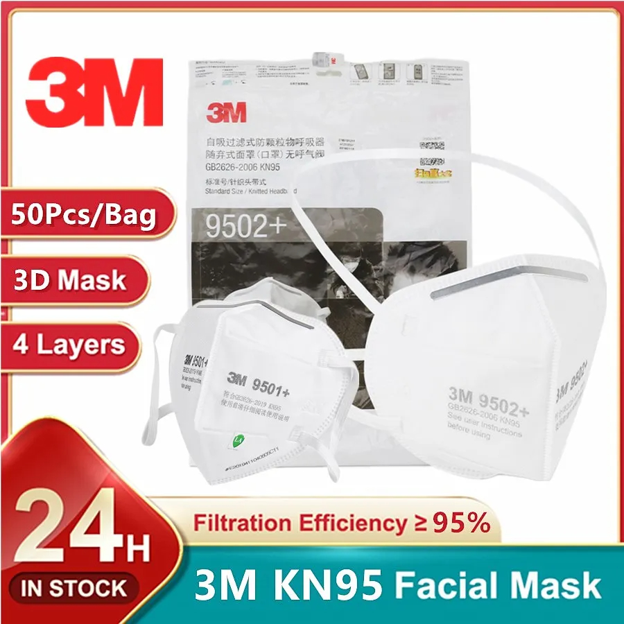 50Pcs/bag 3M KN95 Face Mask 95 - 3M Mask 9502+ review and price